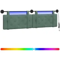 vidaXL Hangend hoofdbord Met LED-verlichting Zeegroen Fluweel