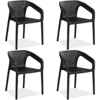 Homestyle4u Tuinstoelen - Set van 4- Stapelstoelen - Kunststof - Zwart