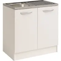 Parisot Kast Spring 80 Cm - 2 Deuren Zonder Spoelbak - Wit - - Keuken Gootsteenkast - Wit - Spaanplaat