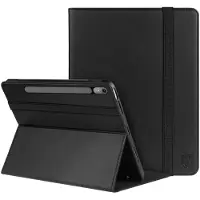 Rosso Element Book Case Hoes Geschikt voor Lenovo Tab P12 | Volledige bescherming | Elastische band | Sleep/Wake functie | Met Penhouder | Verstelbare standaard | Zwart