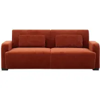 Vente-unique Driezitsslaapbank - clic-clac in terracotta chenille stof - LOMARIO