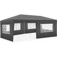 TecTake Paviljoen Novara - Partytent 3x6 m - Waterdicht Zeildoek met 5 Verwijderbare Zijpanelen - Weerbestendig Tuinpaviljoen - Inclusief Spanlijnen en Haringen - Grijs