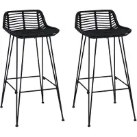 vidaXL Barkruk 2 pcs Zwart 44 x 46 x 91 cm Riet en Staal