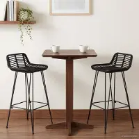 Prolenta Maison Exclusive - 2 barkrukken, zwart, 44 x 46 x 91 cm, riet en staal