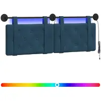 vidaXL Hangend hoofdbord Met LED-verlichting Blauw Fluweel