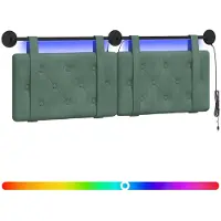 vidaXL Hangend hoofdbord Met LED-verlichting Zeegroen Fluweel