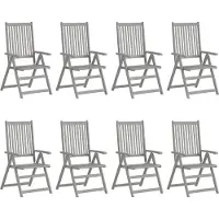 vidaXL Tuinstoelen 8 st verstelbaar met kussens acaciahout grijs