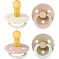 BIBS Colour speen verpakking 4 stuks, BPA-vrije fopspeen, Ronde speen. Natuurlijk rubberlatex, Denmark. 6-18 maanden (Verpakking 4 stuks), Blush Glow Mix