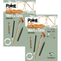 Clairefontaine - Paint ON - Multi-Techniek Pad - Tekenpapier - Schilderpapier - Grijs Groen - A3 - 250 g - 30 vel - 2 pack