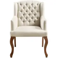 Vente-unique Fauteuil met armleuningen van stof PARUNA - Beige