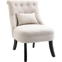 HOMCOM -Sessel-Leinen, Schaumstoff, Kautschukholz-B52,5 x T69 x H77 cm-Cremeweiß