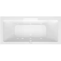 Polysan Cascata Whirlpoolbad, 185x85x45cm, witte cascade-uitloop, Highline Hydro-Air, chroom