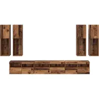 vidaXL Tv Wandkast Set 7 st Oud Hout Bewerkt hout