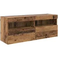 vidaXL TV Wandkast Set met LED Verlichting 7 st Oudhout Bewerkt hout
