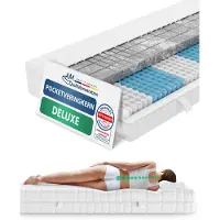 AM Qualitätsmatratzen 3D Deluxe pocketveringmatras 100 x 200 cm H2 24cm - Made in Germany & OEKO TEX-gecertificeerd - Ergonomisch matras met Lyocell-hoes - 7-zone pocketveringmatras