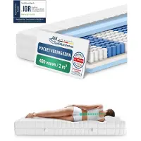 AM Qualitätsmatratzen - Ergonomisch 7-Zone Pocketveringmatras 130x200 cm - Gemiddeld (H3) - 20cm - Matras met 7 ergonomisch ligzones - OEKO-TEX - 7-zone matras 130 x 200 cm - 480 veren