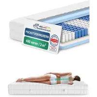 AM Qualitätsmatratzen - Ergonomisch 7-Zone Pocketveringmatras 180x190 cm - Zacht (H2) - 20cm - Matras met 7 ergonomisch ligzones - OEKO-TEX - 7-zone matras 180 x 190 cm - 480 veren