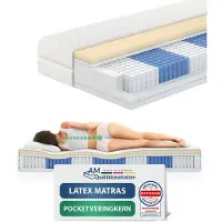 AM Qualitätsmatratzen - Premium latex matras 160x200cm - Gemiddeld (H3) - 1000 veren - Pocketveringmatras - Matras met geïntegreerde 4cm latex deklaag - 24cm hoogte - Made in Germany