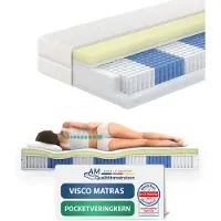 AM Qualitätsmatratzen - Premium traagschuim matras 160x200cm - Gemiddeld (H3) - 1000 veren - Pocketveringmatras - Matras met geïntegreerde 6cm traagschuim deklaag - 24cm hoogte - Made in Germany