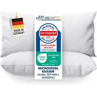 AM Qualitätsmatratzen DormiGood Premium microvezel kussen 40x80 Set van 2 - Made in Germany - Anti-allergeen kussen met hoogwaardige Sensofill-vulling - OEKO TEX-gecertificeerd Pillow met kussensloop van 100% katoen