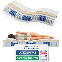 AM Qualitätsmatratzen - Latex matras 120x200cm - Gemiddeld (H3) - Latex pocketveringmatras - Matras met geïntegreerde 4cm latex deklaag - 24cm hoogte - Made in Germany