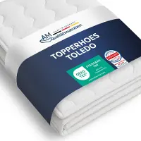 AM Qualitätsmatratzen topper hoes 160 x 190 cm 4-6 cm kernhoogte - Made in Germany & Oeko-TEX keurmerk - Allergisch topper hoes van dubbel laken met klimaatvezel gewatteerd & 4-zijdige ritssluiting