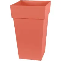 Eda Plastiques Hoge vierkante bloempot - - Toscane - 39 cm - 62 L - Binnen/buiten - 39 x 39 x H 65 cm - Terracotta Oranje