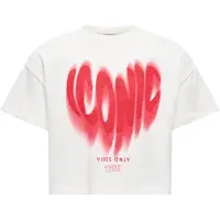 ONLY KIDS GIRL T-shirt wit/rood Meisjes Katoen Ronde hals Printopdruk - maat 146/152