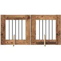 Syfax Opvouwbaar hondenhek met standaards 2 st Oud hout 120,5 cm