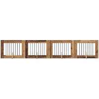Syfax Opvouwbaar hondenhek met standaards 4 st Oud hout 321 cm
