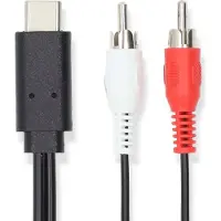 Nedis USB-C naar Tulp stereo kabel | zwart | 1 meter