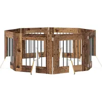 Syfax Opvouwbaar hondenhek met standaards 8 st Oud hout 60 cm