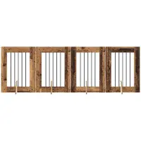 Syfax Opvouwbaar hondenhek met standaards 4 st Oud hout 241 cm