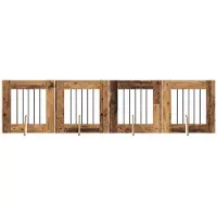 Syfax Opvouwbaar hondenhek met standaards 4 st Oud hout 241 cm
