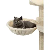 Lionto Katten ligmand set, 2x krabpaal mand Ø40 cm M8 15 cm beige