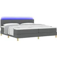 vidaXL LED Box Spring Bed met hoofdeinde Donkergrijs 200 x 200 cm Stof