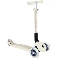 Globber JUNIOR OPVOUWBARE SCOOTER MET LICHTEN, ECO – Driewieler, 120/80 mm wielen, ABEC 9 lagers, LED-lichtgevende wielen, kleur: kokoswit