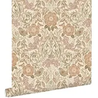ESTAhome behang bloemen en vogels in art nouveau stijl zandkleurig, beige en oudroze - 53 cm x 10.05 m - 139566