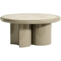 Vente-unique Salontafel van marmer en MDF - Beige en gelakt taupe - DIRAMA