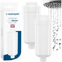 Wessper AquaShower douchefilter, wit, set van 2 met KDF – waterfilter voor de douche, tegen chloor en kalk