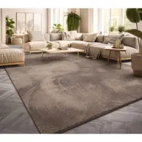 TT Home Woonkamertapijt eetkamer langpolig geometrisch design Scandi Moder 3D Uni 120 x 160 cm Rechthoek beige