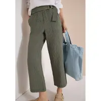 Cecil Dames 7/8 High Waist broek met wijde pijpen in Loose Fit - Groen - XL