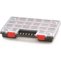 Prosperplast Sorteerbox/vakjes koffer - spijkers/schroeven/kleine spullen - 20 vaks - kunststof - zwart - 34 x 25 x 5 cm