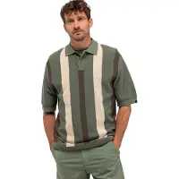 Butcher of Blue Delvin knit stripe polo jade green