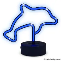 Partyfunlights - LED Neon Dolphin Lamp - dolfijn - blauw - op USB én batterijen