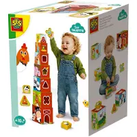 SES Creative Stapelblokken En Vormenstoof - 2-in-1 - Boederijdie - - OneSize - Bouwblokken