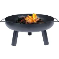 KINGHOFF - Vuurkorf - Camping BBQ Vuurkorf - Tuinhaard Buiten Houtskool - Vuurplaats Tuin - Bonfire Fire Pit met Pook - Terras Haard - Metaal - Ø60.5 x 32 cm - Zwart