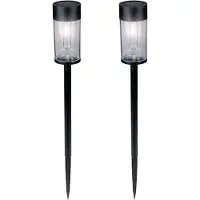 Grundig Solar Tuinverlichting Set van 2 - Tuinverlichting op Zonne Energie met Warm Wit Filament Licht - Tuinlamp Staand met Grondspies - IP44 Waterdicht voor Buiten