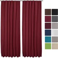 Beautissu Set van 2 Isolerende Gordijnen met Plooiband Amelie TK - Thermische Gordijnen Kant en Klaar Verduisterend 140x245cm Rood - Koude Bescherming & Warmte Isolerend