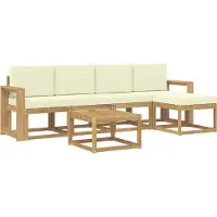 vidaXL Buiten bank set 6 st Wit en crèmekleurig